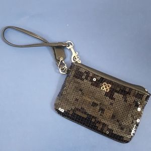 Coach black sequin wristlet
